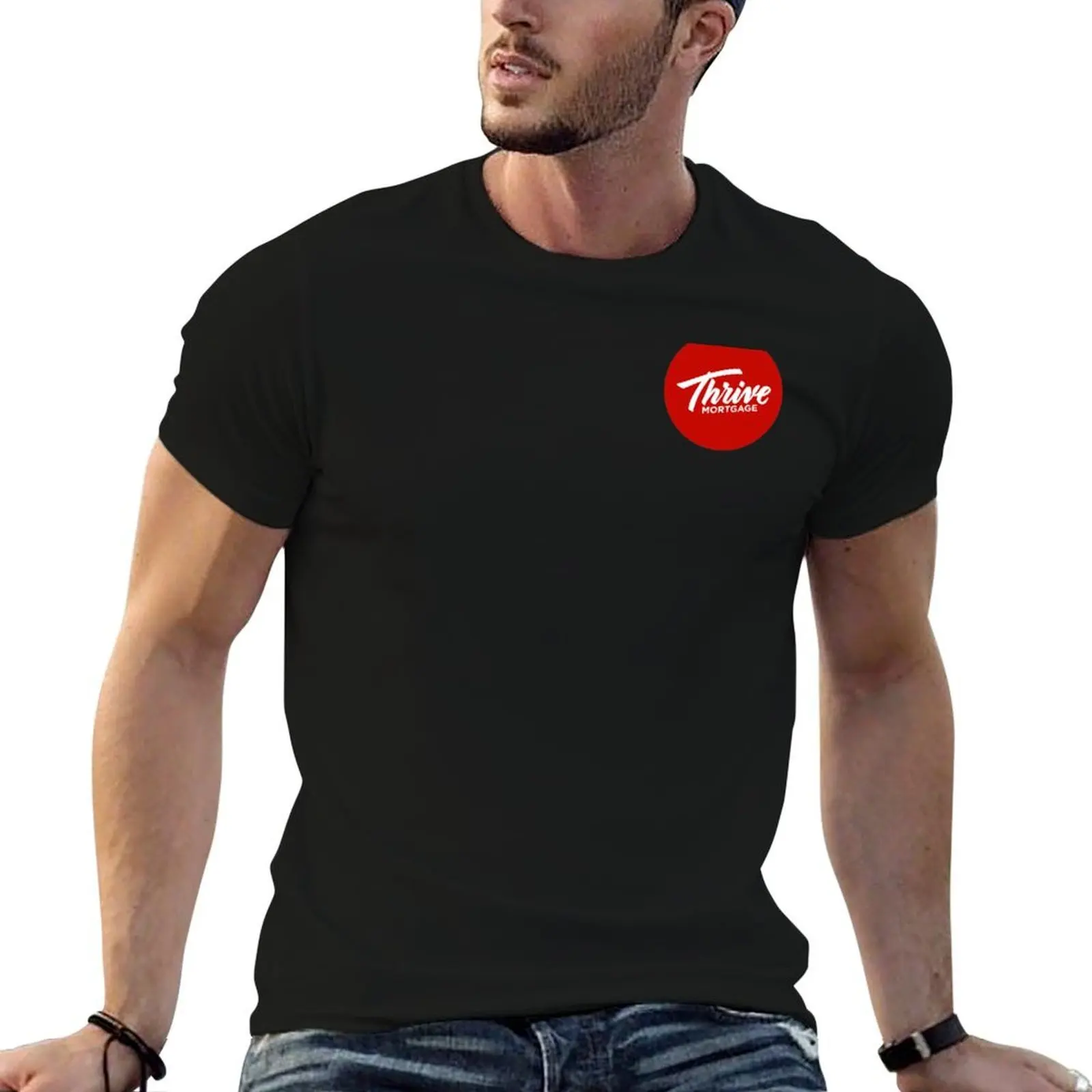 T-Shirt Thrive Red Dot, t-shirts amusants en coton pour hommes, t-shirts de marque de luxe de haute qualité pour hommes, T-shirt coupe slim