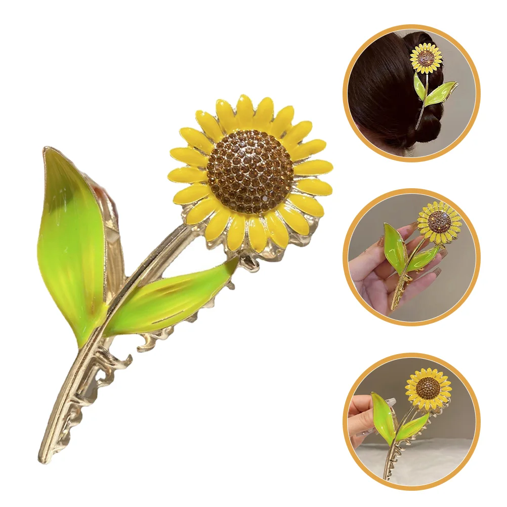 Hairpin Sunflower Accessory Floral Clip Hairpiece Accessories Claw Alloy Claws For Women Snap Clips Barrettes