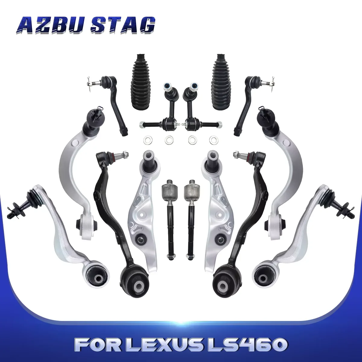 AzbuStag Front Lower Upper Forward Rearword Control Arm 16Pcs for LEXUS LS460 RWD 2007-2017 48640-50070 4864050070 4864050110