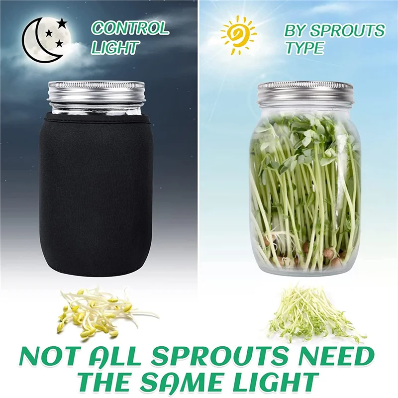 Seed Sprouting Jar Kit with 2 Wide Mouth Jars Bean Sprouts Growing Kit Growing Jar with Mesh Screen Lids