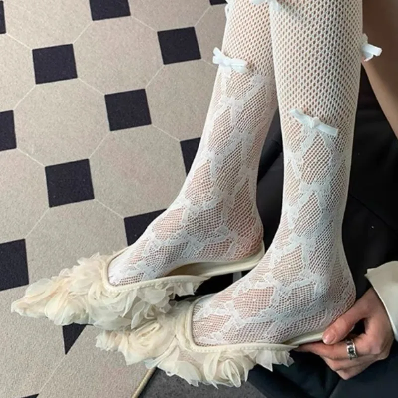 

Женские мюли с кружевными цветами на высоком каблуке, элегантные женские туфли-шлепанцы, летние новинки 2026, трендовые сандалии для вечеринок, туфли-лодочки, Zapatos Mujer