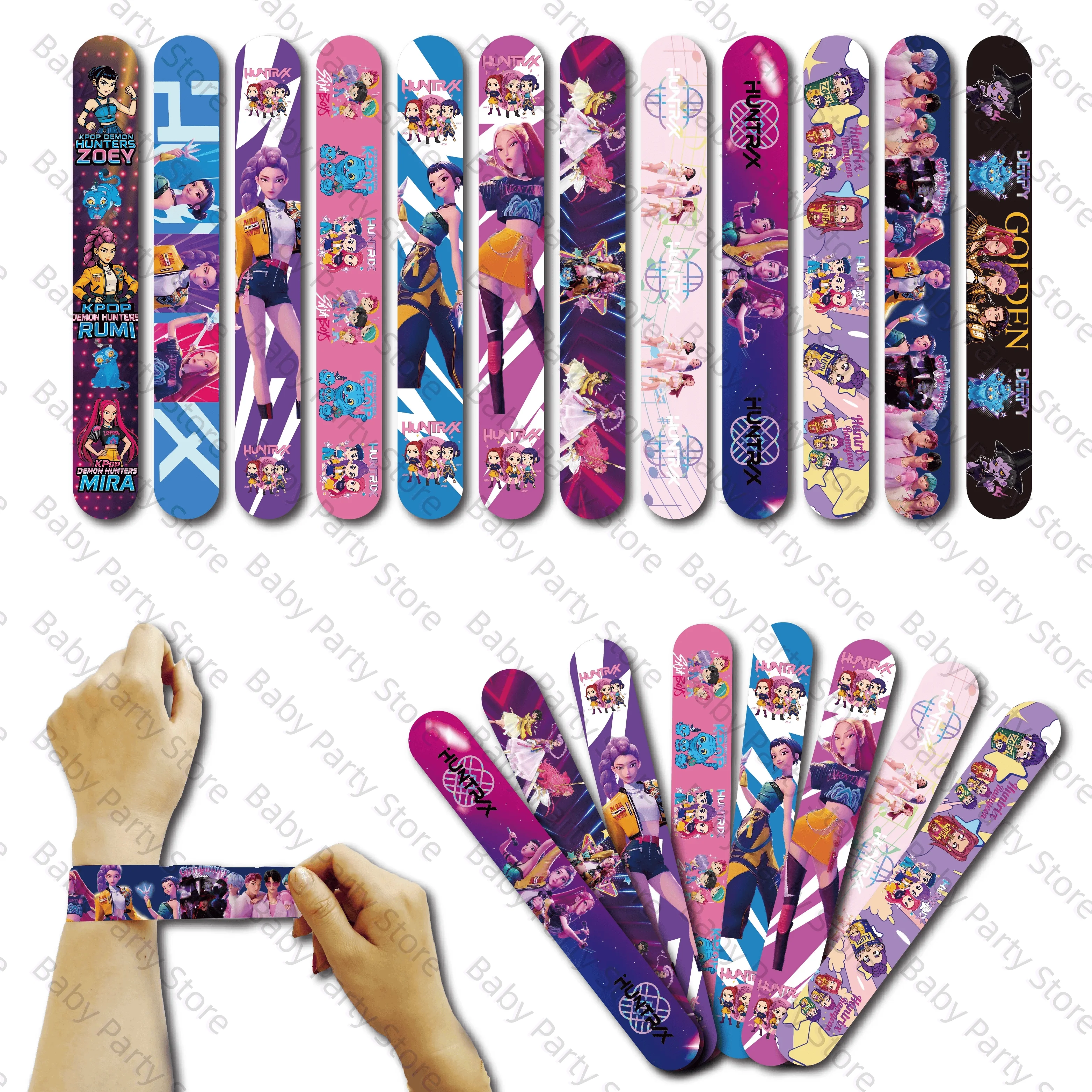 Pulseiras D-emons Hunte para Decoração de Festa de Aniversário, Pulseiras Kpop Anime para Lembrancinhas e Presentes