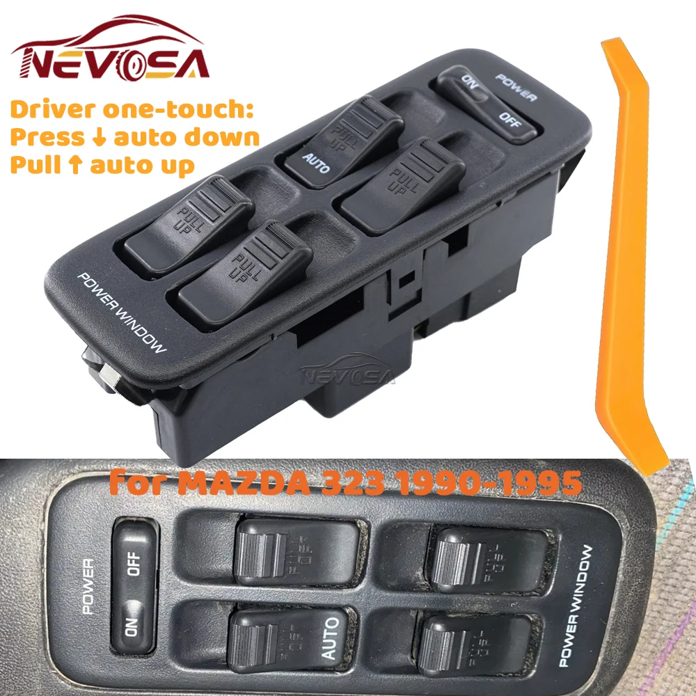 For Mazda 323 F IV BG 1987-1994 1995 Electric Power Window Control Switch Glass Button BS0666350A BS0666350B Front Left Driver