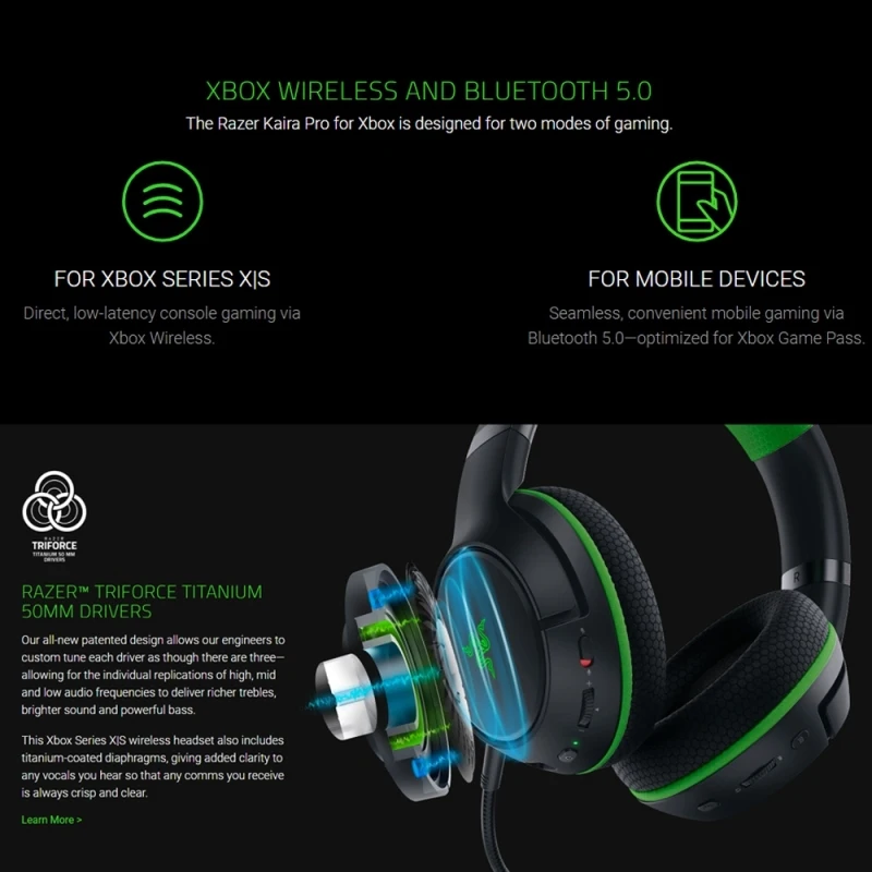 Razer Soul Shark Pro Xbox Wireless Gaming Headphone Compatible with Xbox Series X Gaming Headphone