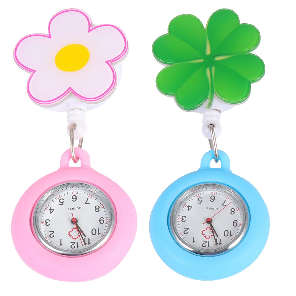 

2Pcs Nurse Watches Retractable Clip-on Large Dial Convenient Hanging Nursing Pocket Watch for Professionals Nurse Watch
