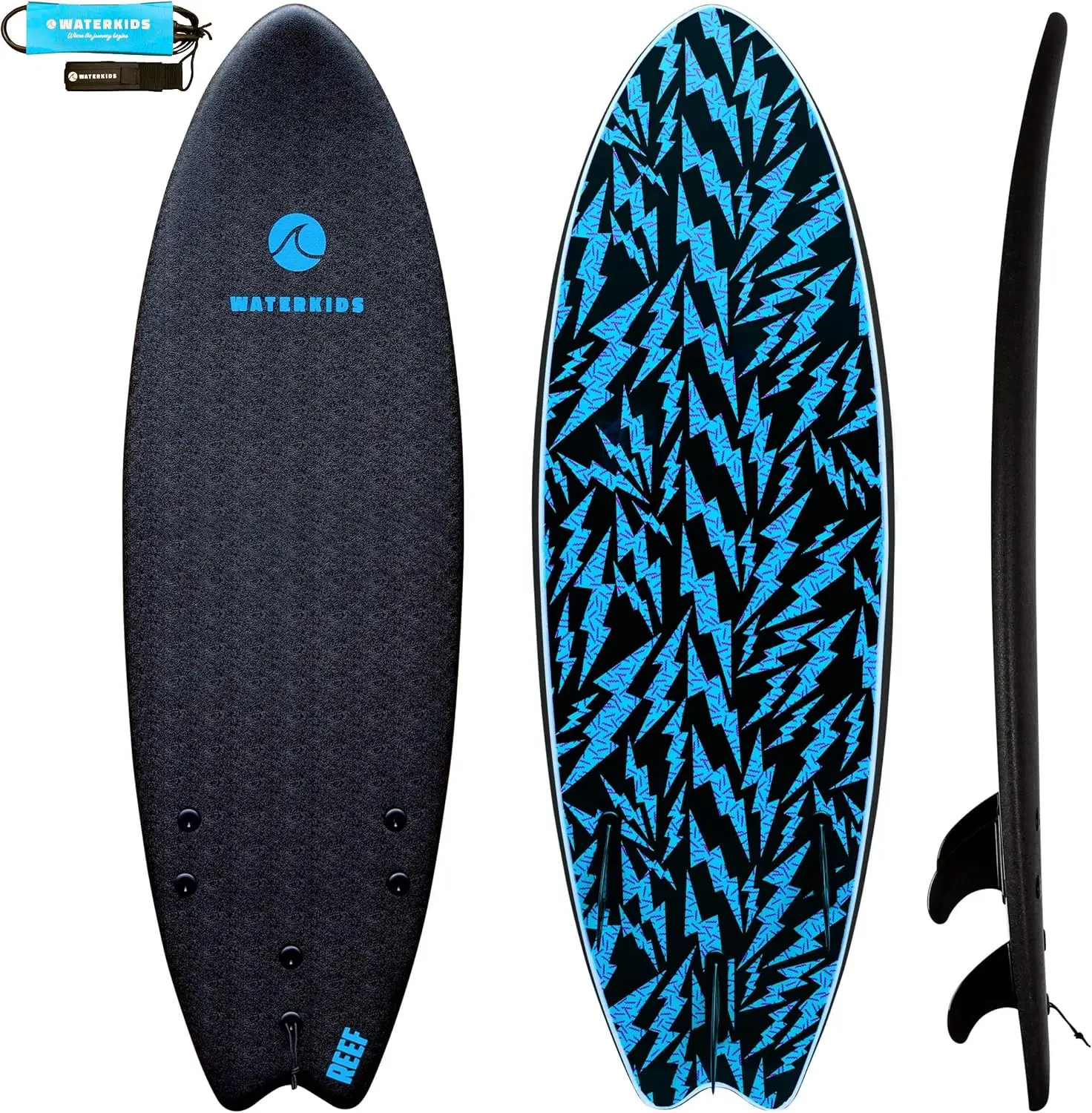 Kids Foam Surfboard with Leash, Soft Top Beginner Surfboard for Children, Easy to Learn Surfing & Catch Waves, Perfect for Learning How to Surf, Made for Kids