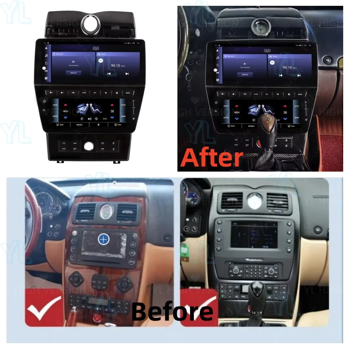 

Android Auto For Maserati Quattroporte 2004-2012 CarPlay Car Radio multimedia Touch Screen Bluetooth 5.0 4G GPS WIFI Stereo Unit
