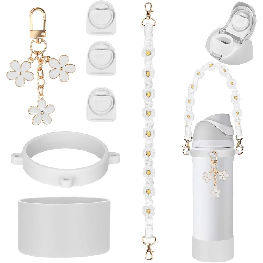 

Белый набор запасных частей для бутылок с водой на 24 унции для FreeSip В комплект входит сменная прокладка верхней крышки, пробки, ручка, ремень, чехол и C