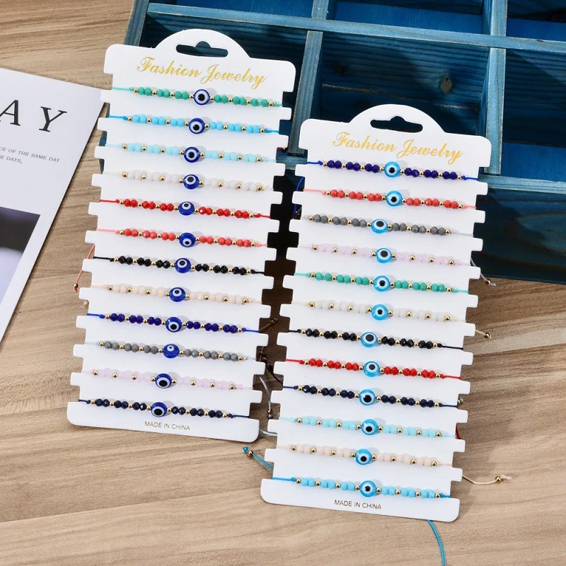 

ZGMXR 12PCS Rice bead bracelet Crystal Adjustable Bohemia Creativity Eyes Hand weaving Fashion Simple Woman Beaded bracelet Set