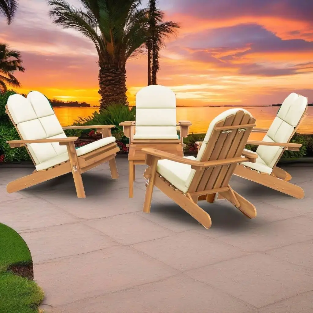 

5-Piece Solid Wood Acacia Adirondack Patio Lounge Set - Outdoor Furniture for Relaxing