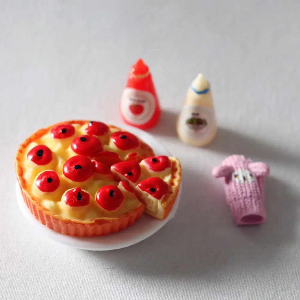 

2Sets Mini Pizza Delicate Food Decoration Compact Size Photography Prop Small Food Landscape Ornament Accessories