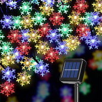 2024 Solar Powered Snowflake Lights String Multicolor LED Outdoor Christmas Decor for Christmas Tree Holiday Wedding Party 858