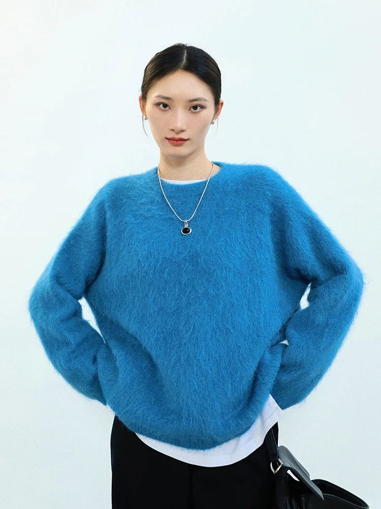 

Blue Danube 79% Alpaca Wool Sweater round Ne Ladies Inner Wear Top Loose Fit Long Sve Autumn Winter Commute Sle