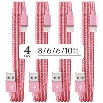4 PCS (3ft 6ft 6ft 10ft) MFi Fast Charging Cable Set for iphone 1