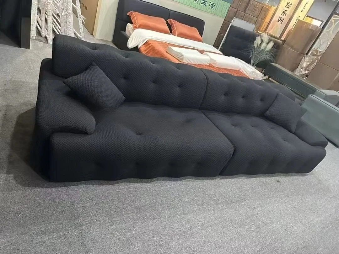 @！Luxury Home Furniture Solid Wood Sofa Set Design High Density Sponge Four Seat Couch for Living Room With 3D Velvet