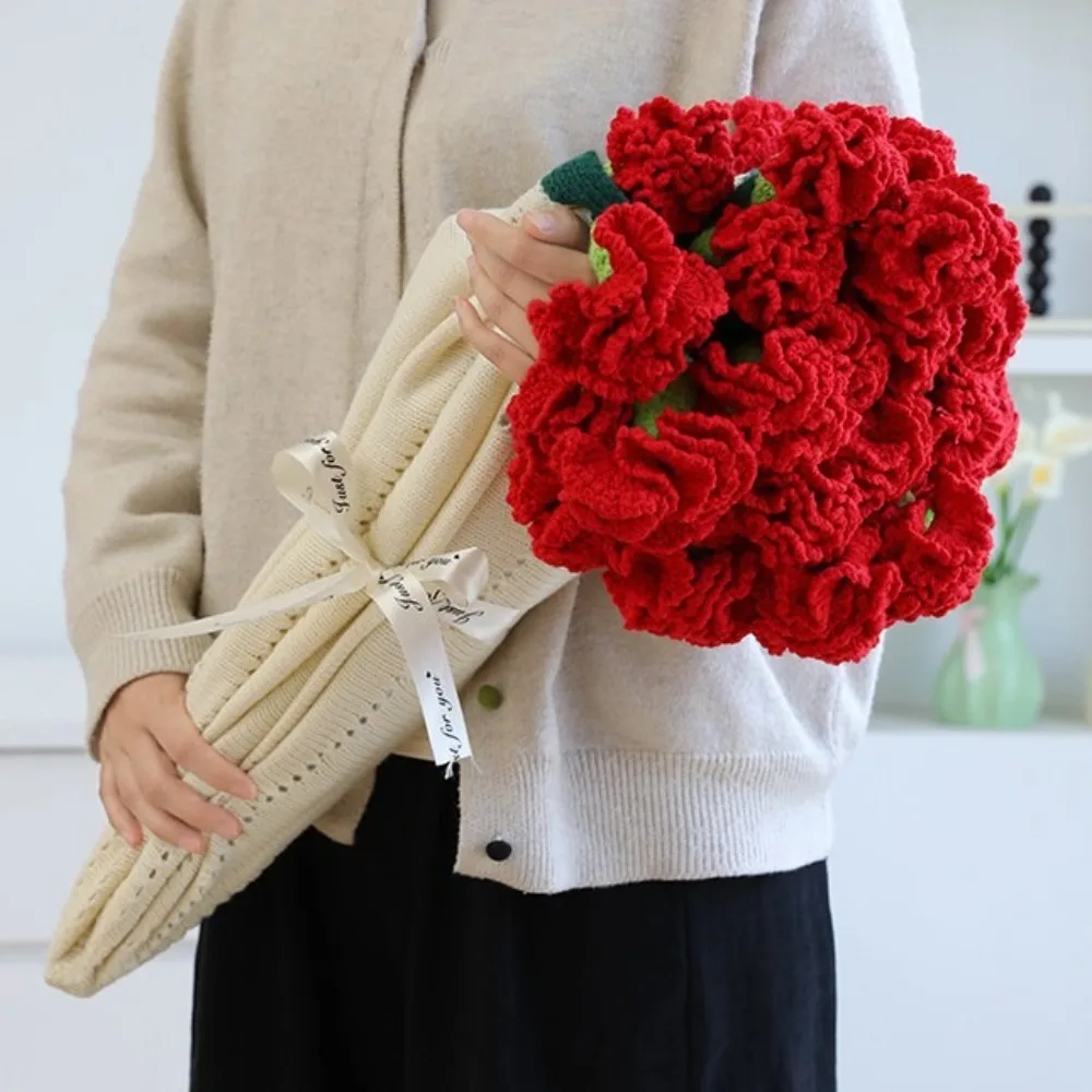 

Crochet Carnation Bouquet Blanket Fashion DIY Craft Knitted Flower Blanket Finished Carnation Nap Blanket Mother's Day