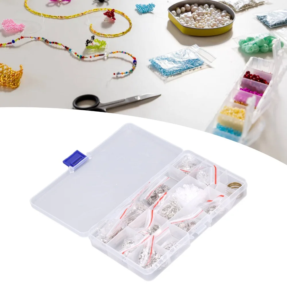 

202pcs Metal Jewelry Making Set Electroplated Shiny 15 Compartment Storage Box DIY Jewelry Supplies Wide Application