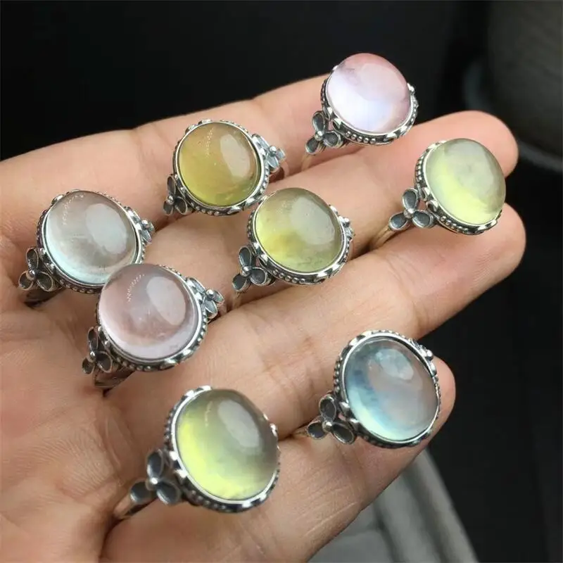 

S925 Natural Colored Morganite Ring Fashion Healing Women Girls Wedding Engagement Sapphire Ring Gift 1PCS