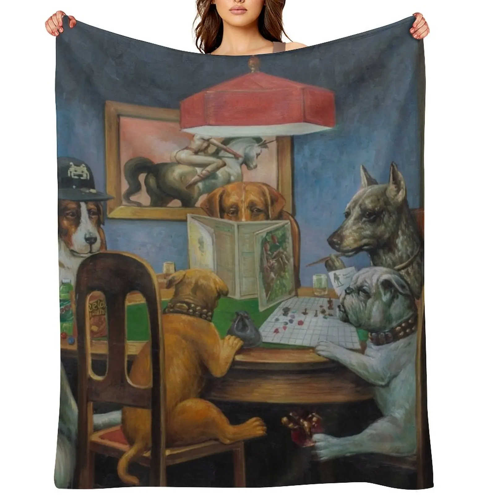 

Dogs Playing D&D Throw Blanket halloween Decoratives Luxury Throw Moving Blankets