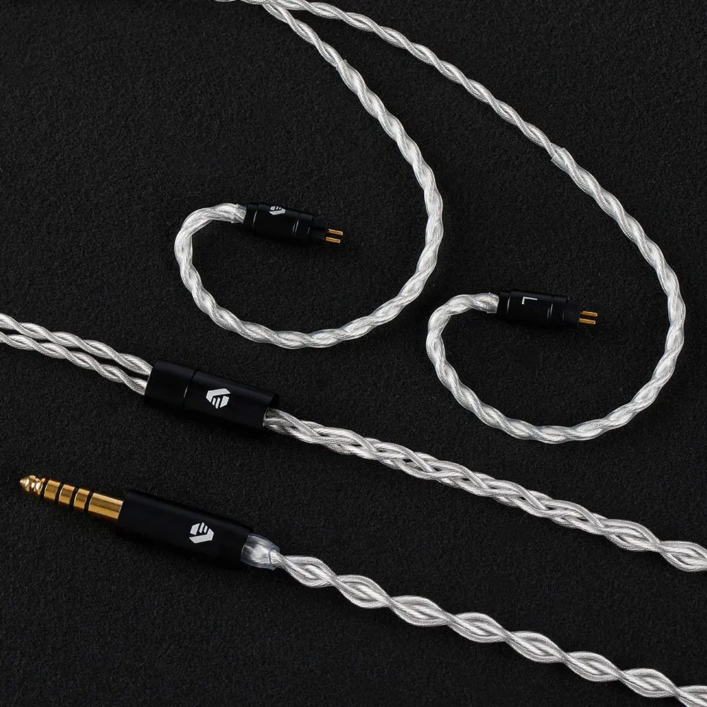 New ARISYN BAI XUE 4 Wires Headphone Upgrade Cable 24.5 AWG Earphone Silver-Plated Copper Wired Headset 2pin 4.4mm Plug Earbuds