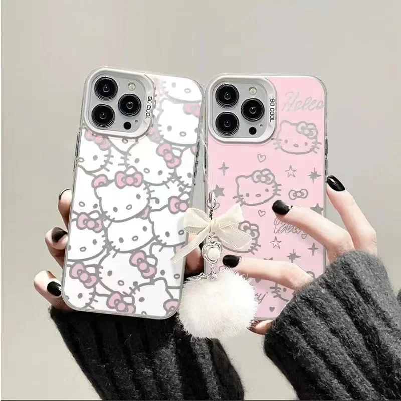 Sanrio Full Screen Hello Kitty Is Suitable for Apple 14 Pro Phone Case Iphone 15 Promax Cute Niche Soft Girl Soft Shell