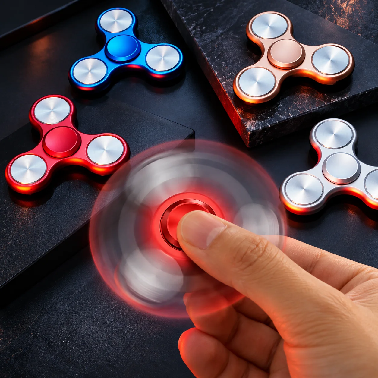 Stainless Steel Tri Spinner Fidget Toy Metal Hand Spinner High Speed Rotation Stress Relief Desk EDC Gadget for Adults