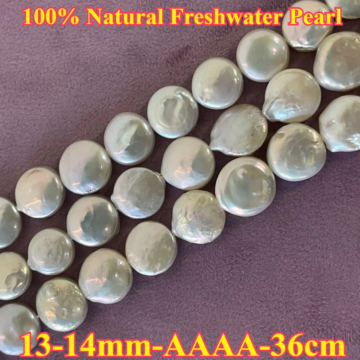 

Natural Freshwater Pearl 13-14mm AAAA Radiant White Buttons Spacer Bead Jewelry Make DIY Necklace Bracelet Women Gift Wedding