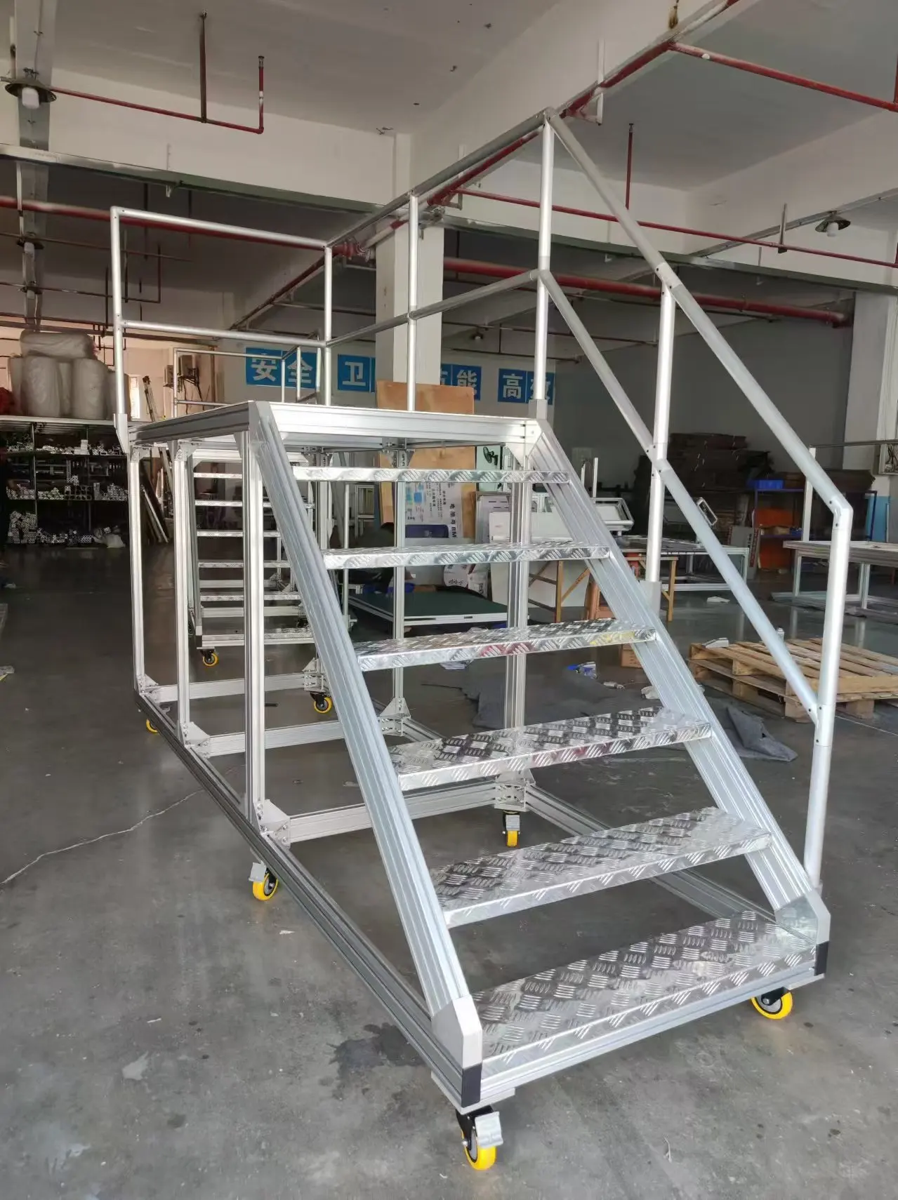 Custom Handrail Work Platform Aluminum Alloy Step Ladder Altitude Working Maintenance Platform Side Handrail Platform