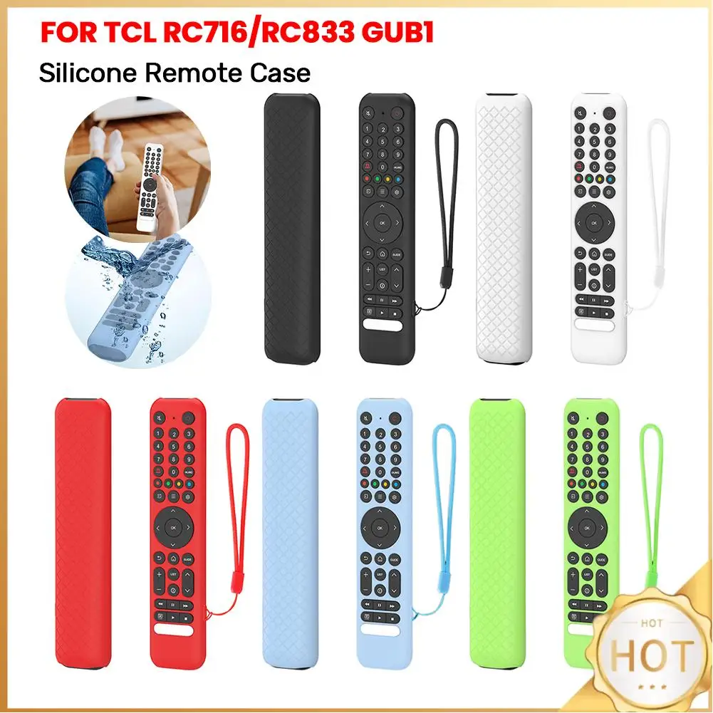 Silicone Remote Case for TCL RC716/RC833 GUB1 Protective Controller Sleeve Skin Anti-Slip TV Remote Control Case with Lanyard