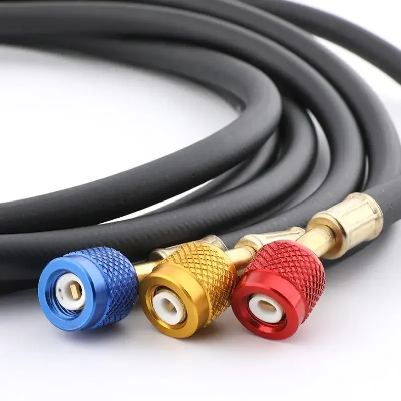 3Pcs HVAC Air Condition Refrigerant Charging Hoses 4000psi Burst/800psi Max Rubber Material R22R134 1/4'' SAE Charging Hose Set