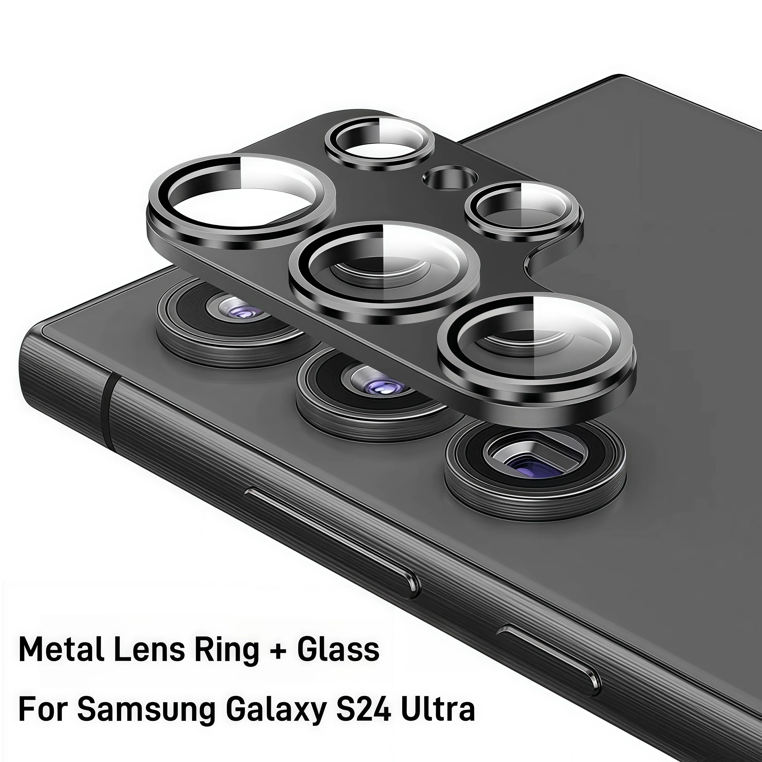 حلقة معدنية عدسة الكاميرا الزجاج حامي لسامسونج غالاكسي S24 S23 الترا غطاء كامل لين حلقة فيلم لسامسونج S24 الترا غطاء للعدسات