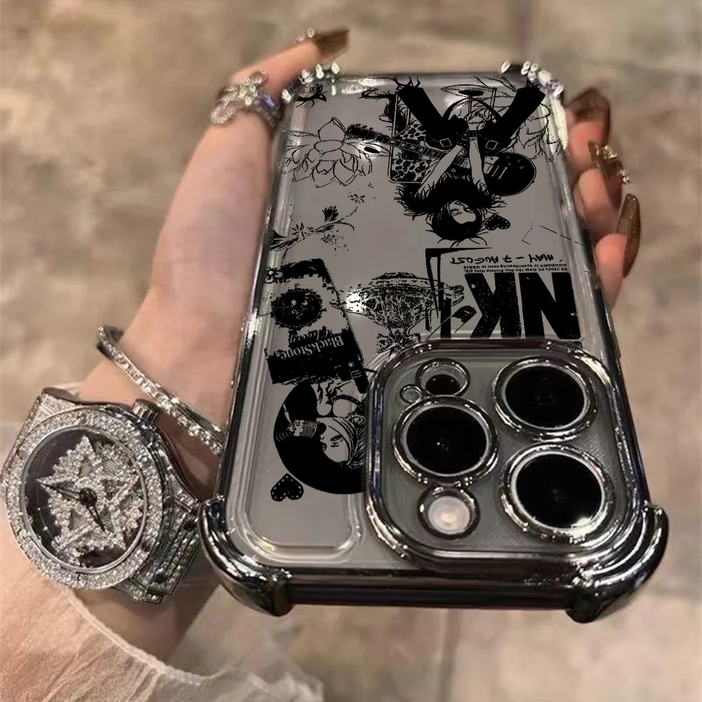 애니메이션 쿨 나나 오사키 라인 도금 케이스, 삼성 S25, S24, S23, S22, S21, S20 FE, 노트 20 플러스, 울트라 4G, 5G 낙하 방지 에어백 커버