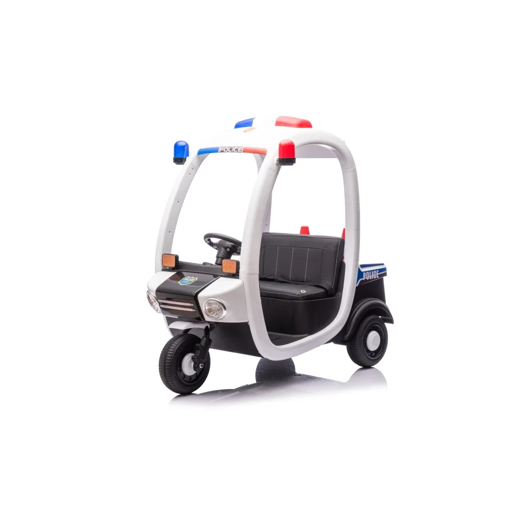 

12V Electric Car Bluetooth Three Wheeled Toy Cars 2 Seater Police Car with Light Remote Control Easy Operate for Kids Riding Toy
