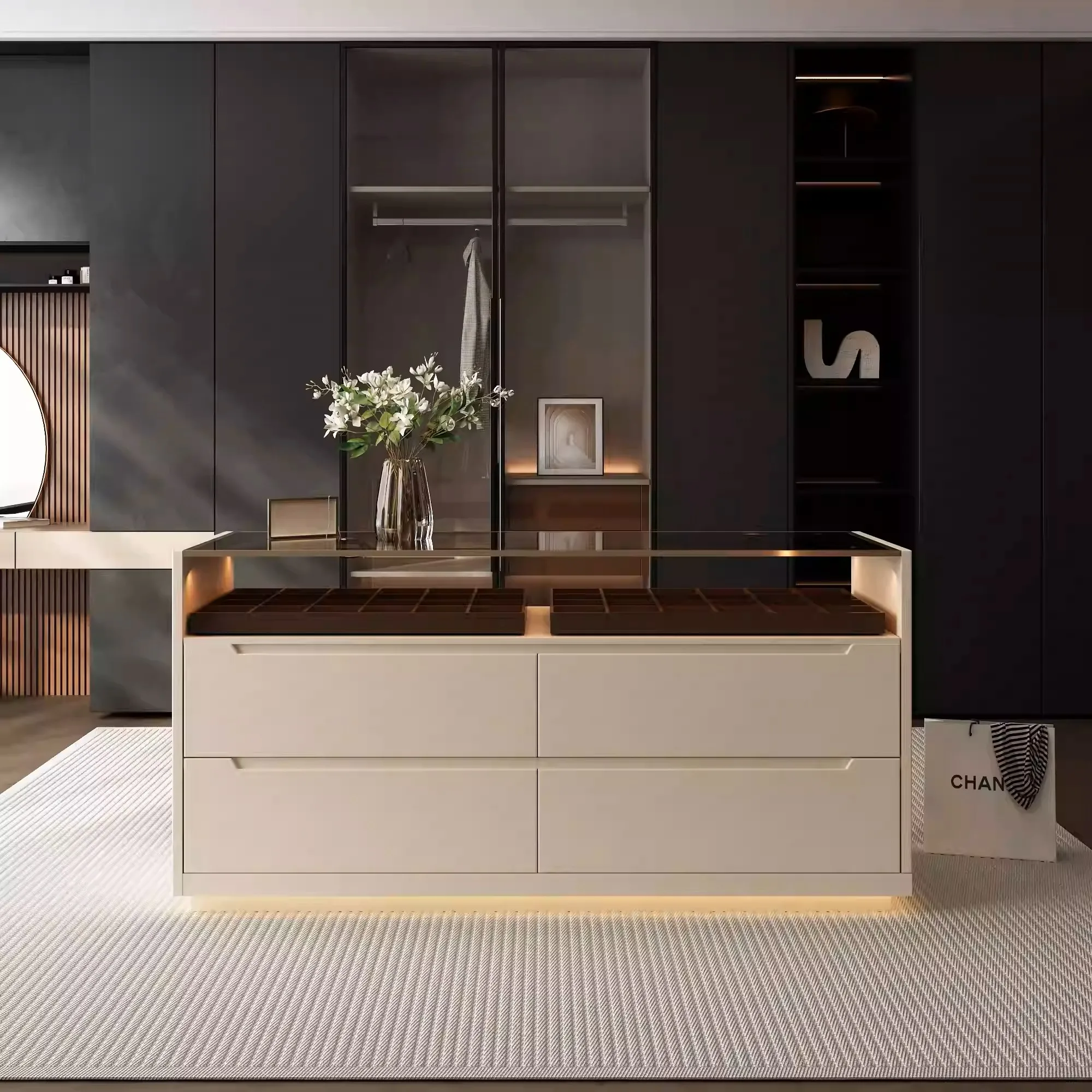 az-New Minimalist Modern High-End Dresser Against the Wall Jewelry Storage Cabinet Clothing Store Island Cabinet@
