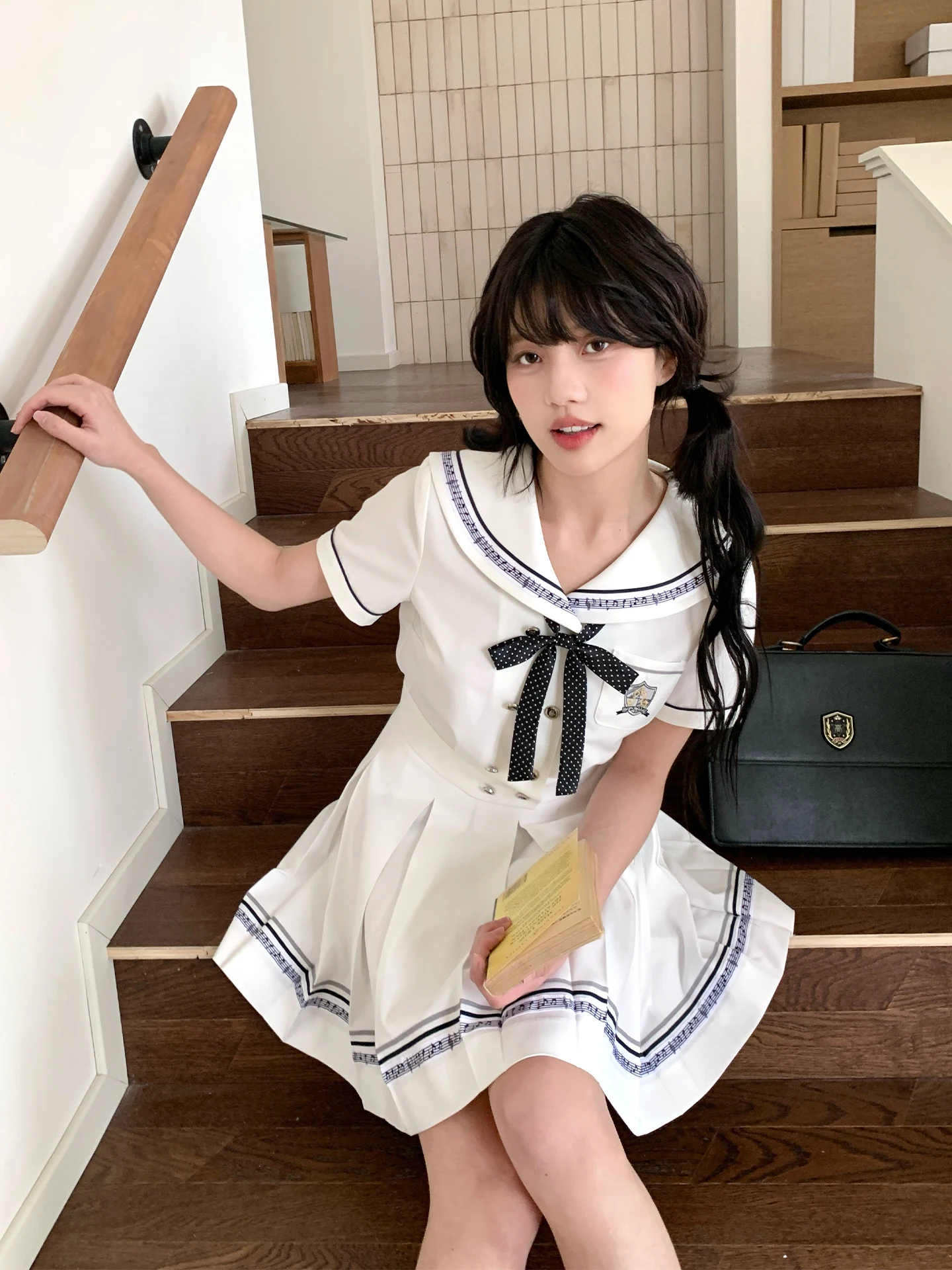 

Tokyo Annual Record JK orm New White Note Sailor Suit Women Summer Small College Sle Pleated Skirt Set School orm