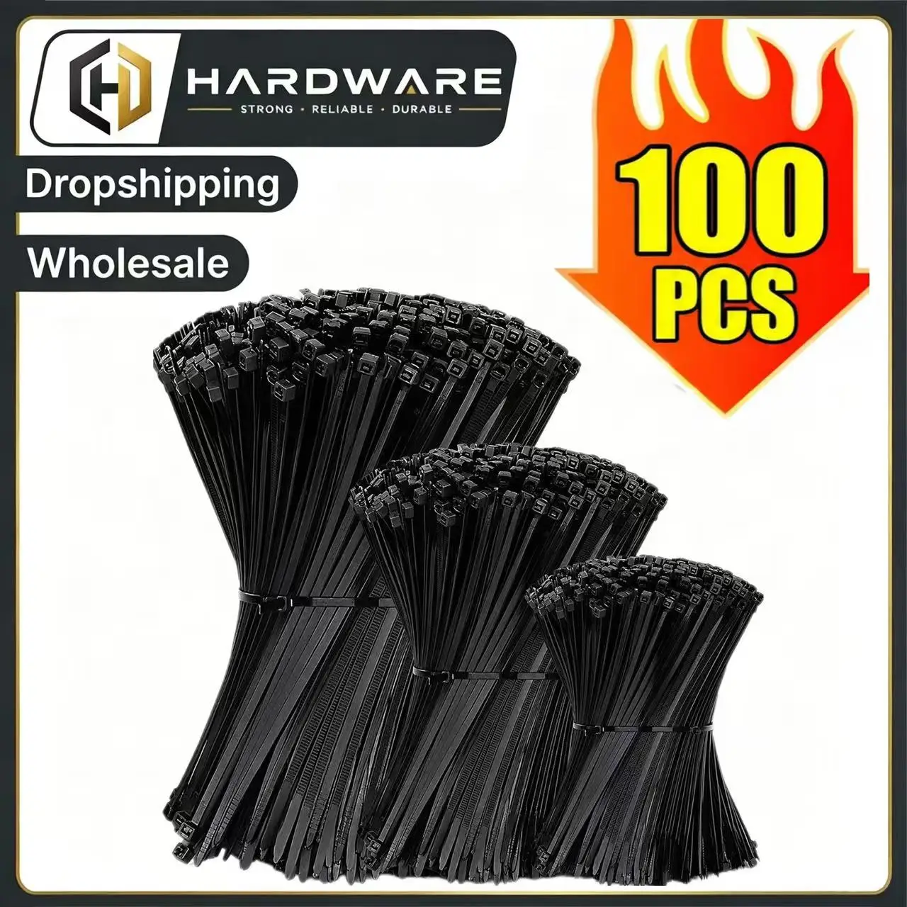 100Pcs Nylon Cable Ties Self-locking Cord Ties Straps Adjustable Cables Fastening Loop Home Office Wire Zip Ties Wholesale