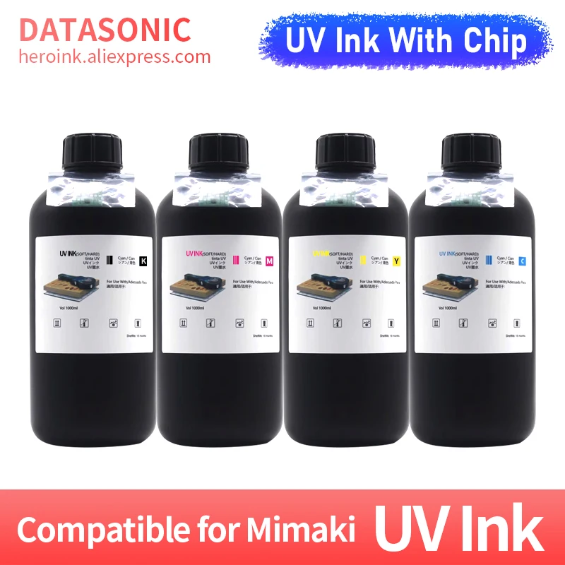 1000ML UV Ink Compatible for Mimaki LUS-120 LUS-150 LUS-170 LUS-175 LUS-200 LH-100 UVInk with Chip UJF-6042 UJF-3042 UCJV-107