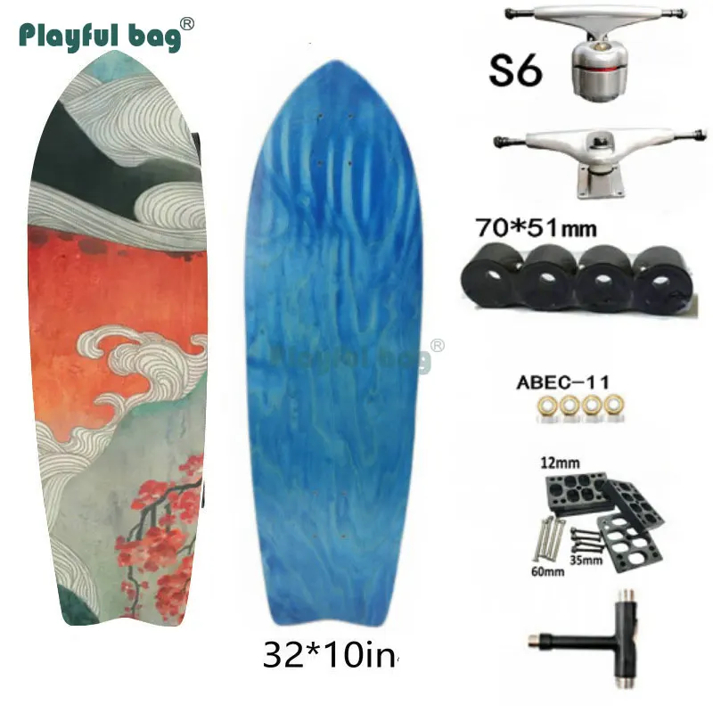 81,5 CM Skateboard S6 Metall lkw Holz Bord Einzigen rocker Komplette skateboard 70MM räder AMB135