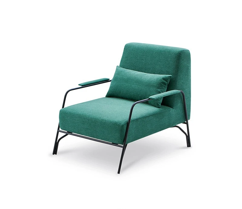 Fabric leisure sofa living room modern simple small apartment wrought iron single chair