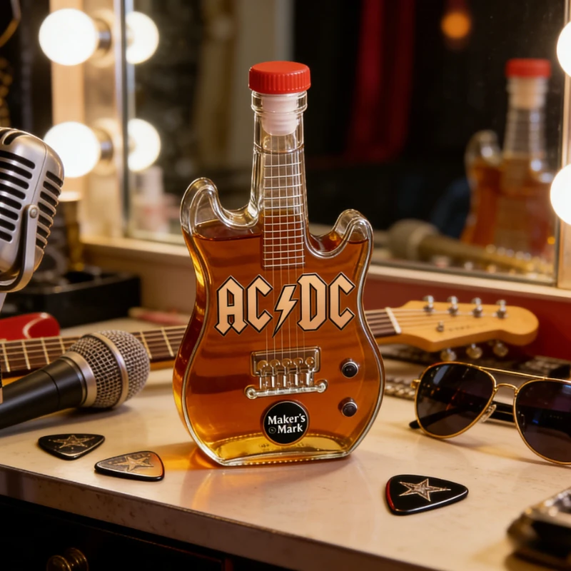 Nuevo adorno decorativo: botella de vino/whisky con forma de guitarra AC/DC - 300 ml - regalo perfecto para las fiestas!