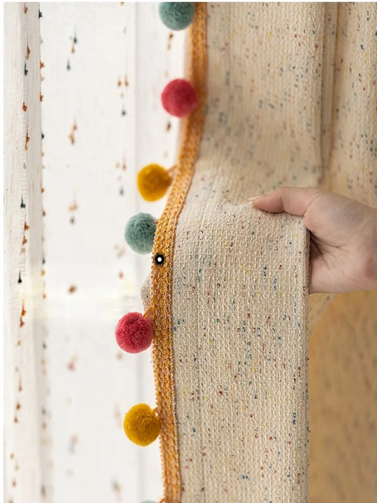 Colorful Lace Bean Curtains Bohemian Dopamine Kids Room Cute Cream Yoga Room Art Style Semi-Blackout Curtains Custom Size