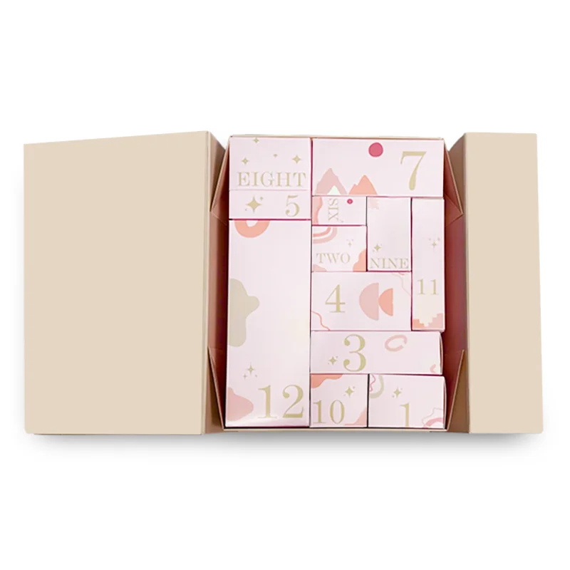 Customization.Custom logo Printing 12 Day Cosmetic Gift Paper Box Luxury Empty Beauty Makeup Advent Calendar Box