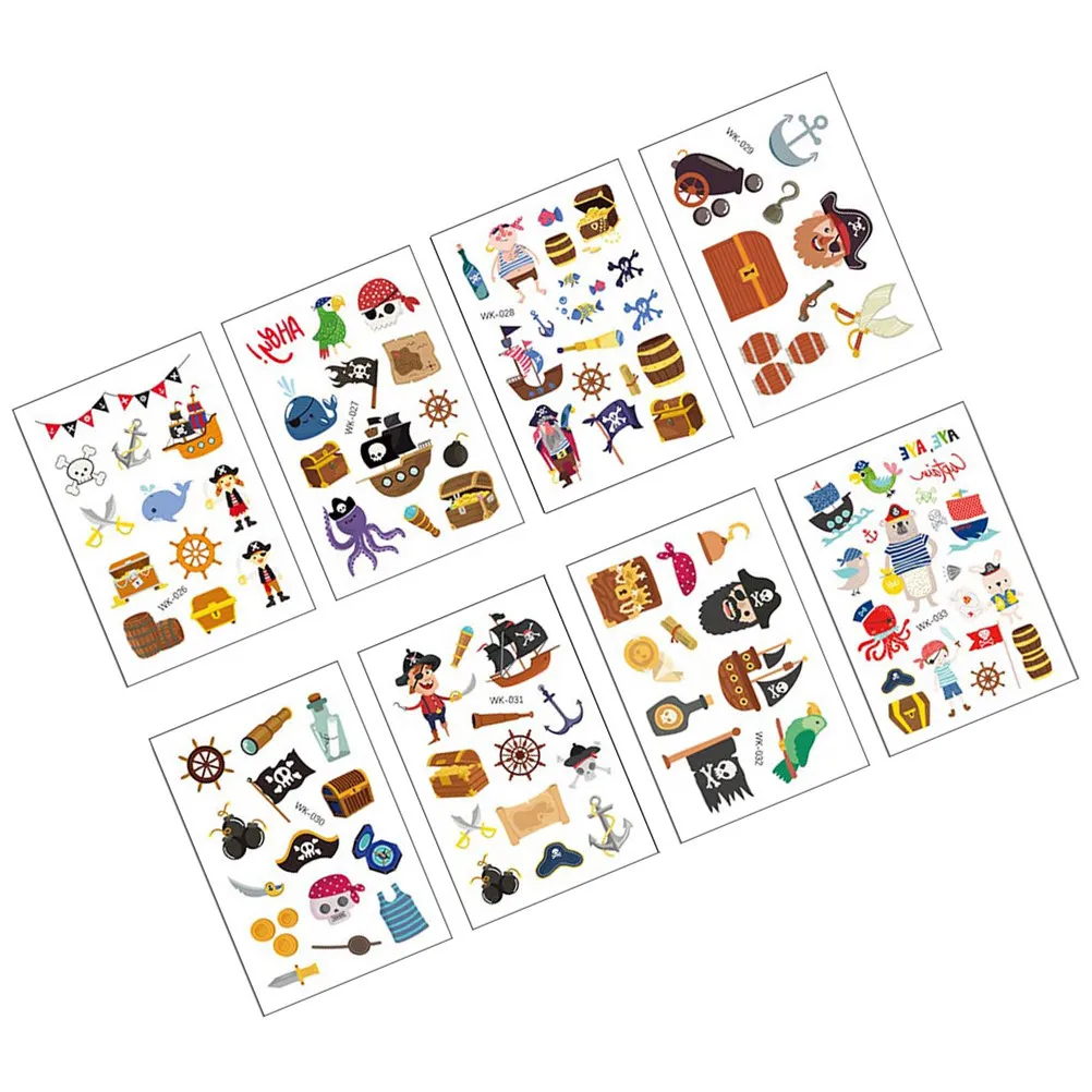 

24 шт., временные татуировки на тему пиратов, водонепроницаемые наклейки для детей, детские самоклеящиеся мультяшные наклейки, сувениры для вечеринок, подарок для мальчиков
