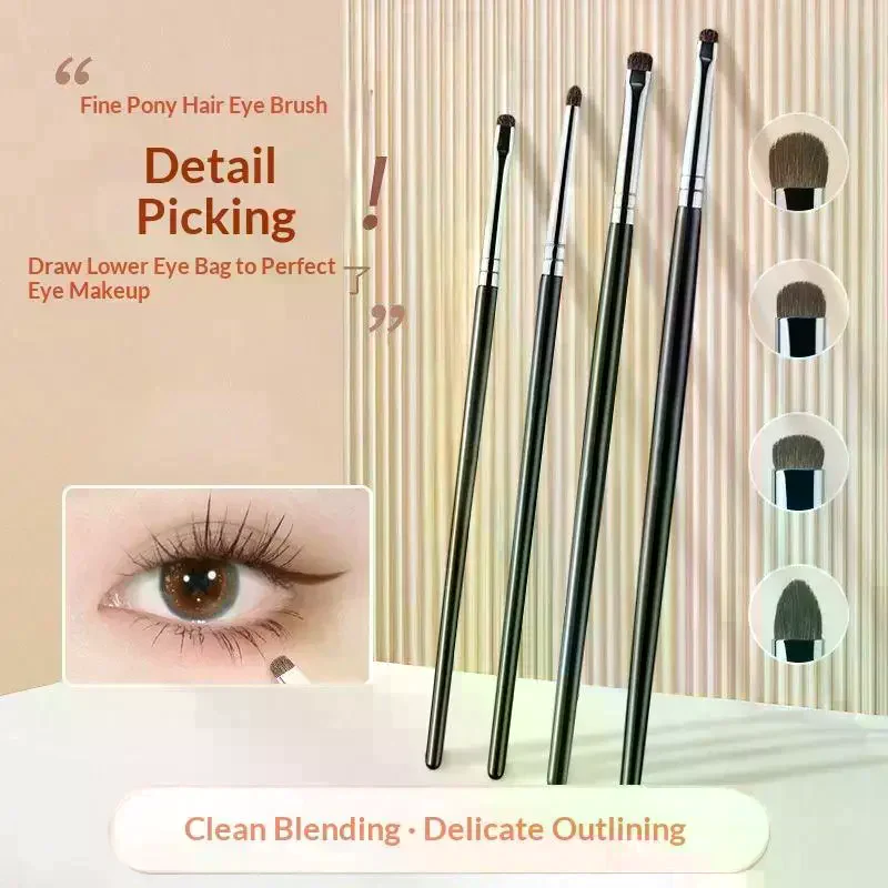 4/6Pcs Eye Detail Brushes Set Horse Hair Eyeshadow Brushes Undereye Smudge Brushes Soft Eyeliner Brush Perfect Eye Makeup Tools
