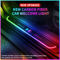 Fibra di carbonio per Hyundai N Line I30 Sonata Elantra Tucson porta di benvenuto per auto personalizzata illuminata davanzale luce Logo lampada a pedale a LED