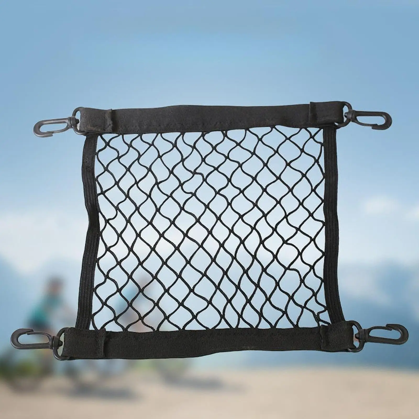 Road Bike Basket Cargo Net, Lightweight Portable Stretchable Netting for Motorcycle, Snowmobile Luggage view 3