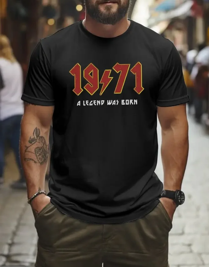 Camiseta con gráfico de rock Retro 1971 para hombre, camiseta de manga corta de algodón puro para hombres y mujeres, ajustada e informal ordinaria