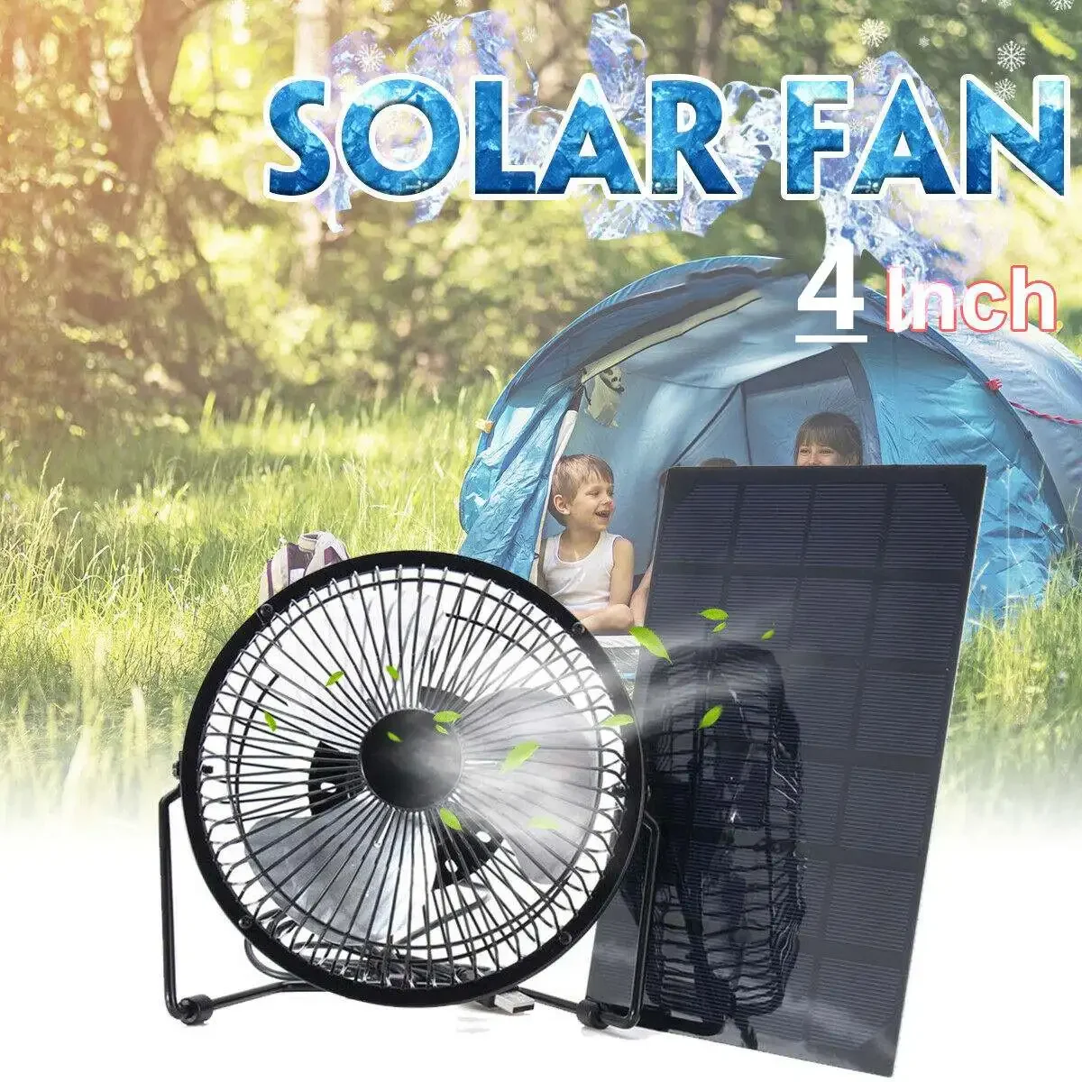 

25W 4inch Mini Solar Panel Powered Ventilator Fan Portable Greenhouse Solar Exhaust Fan for Office Outdoor Dog Chicken House