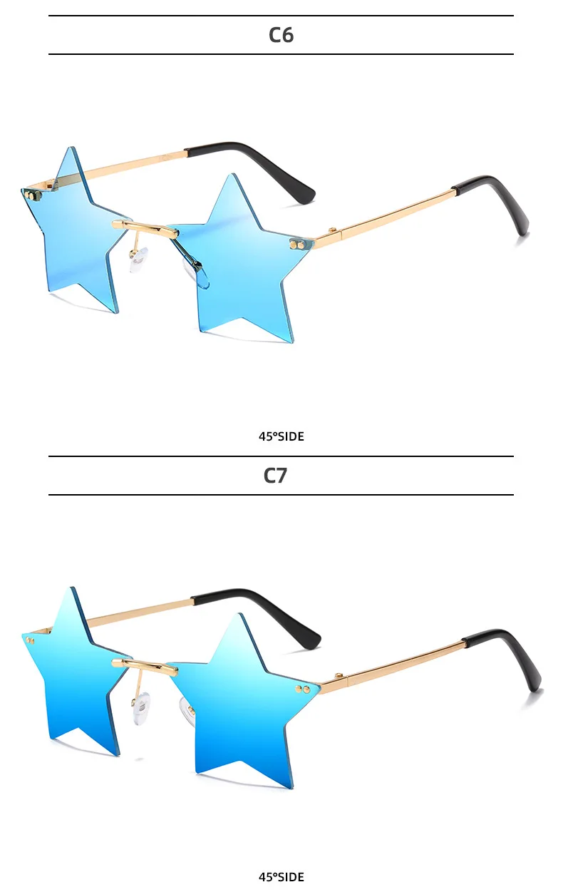 Randlose Sternform-Sonnenbrille, trendige Sonnenbrille für Damen und Herren, Partybrille, lustige Pentagramm-Brille, Weihnachten, Weihnachtsdekoration – Detail 14