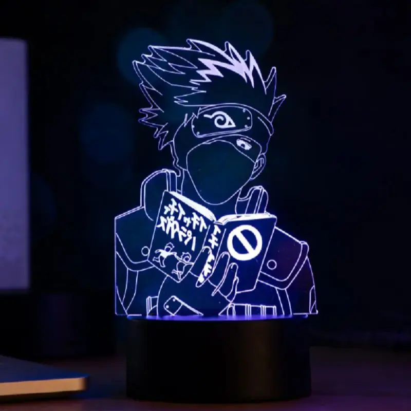 Led Acrylic Stand Japanese Anime Naruto Kakashi Hatake Icha Icha Paradaisu Figure Nightlight for Child Bedroom Decor Desk Lamp